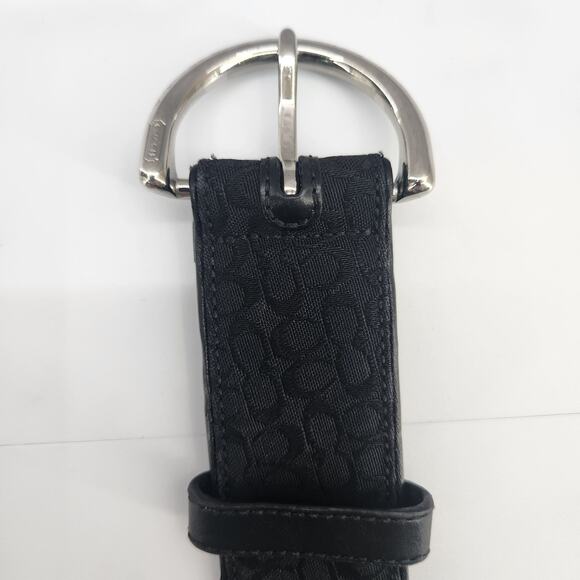 Coach black belt Medium M6 3977 Canvas Jacquard CC Logo & solid brass silver - Picture 5 of 11